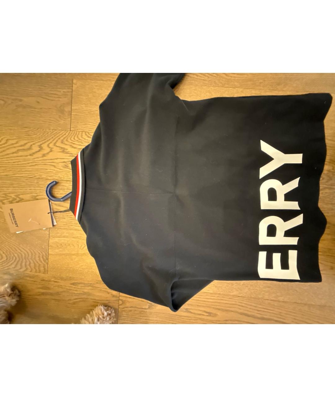 BURBERRY Черная хлопковая детская футболка, фото 3