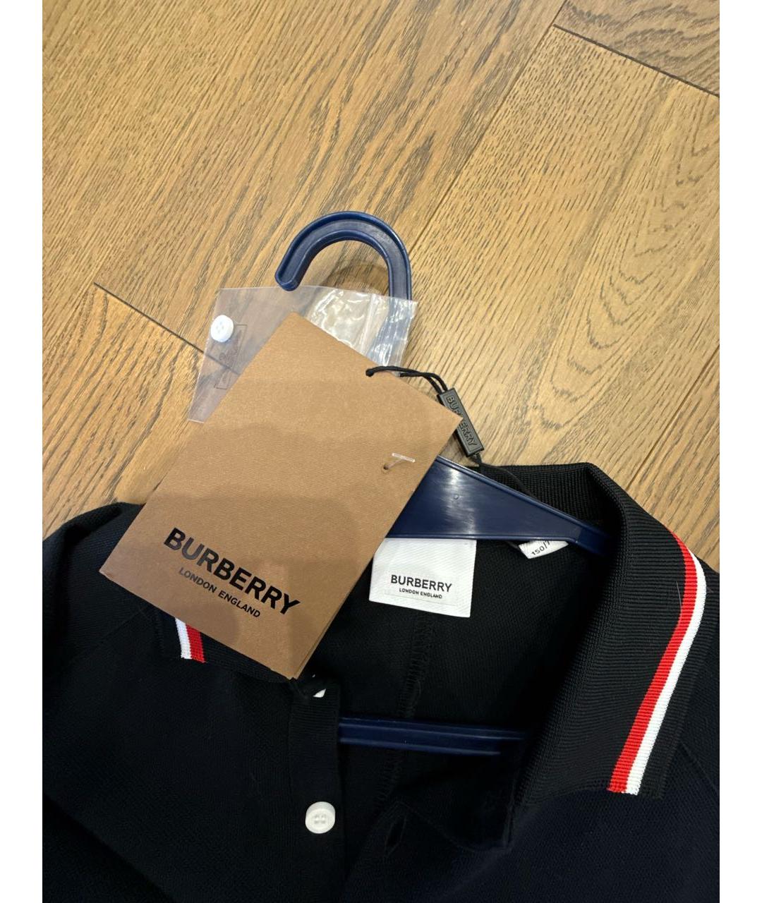 BURBERRY Черная хлопковая детская футболка, фото 4