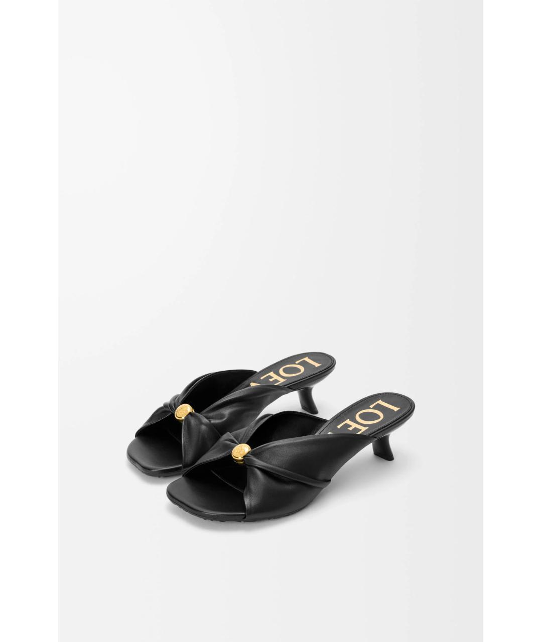 LOEWE Черные кожаные мюли, фото 2