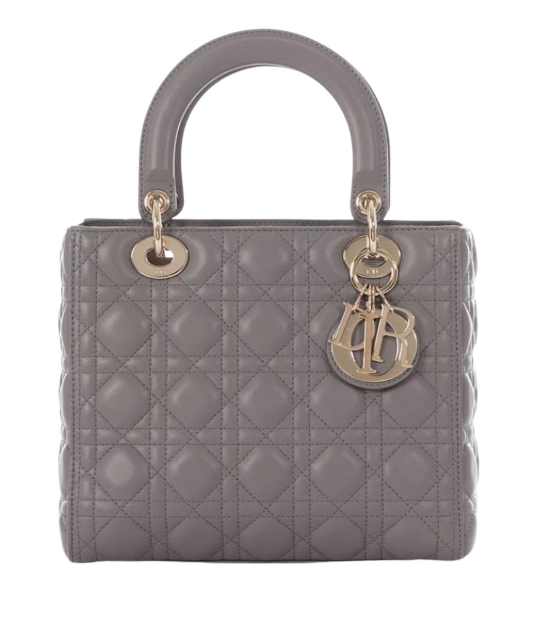 CHRISTIAN DIOR Серая кожаная сумка с короткими ручками, фото 1
