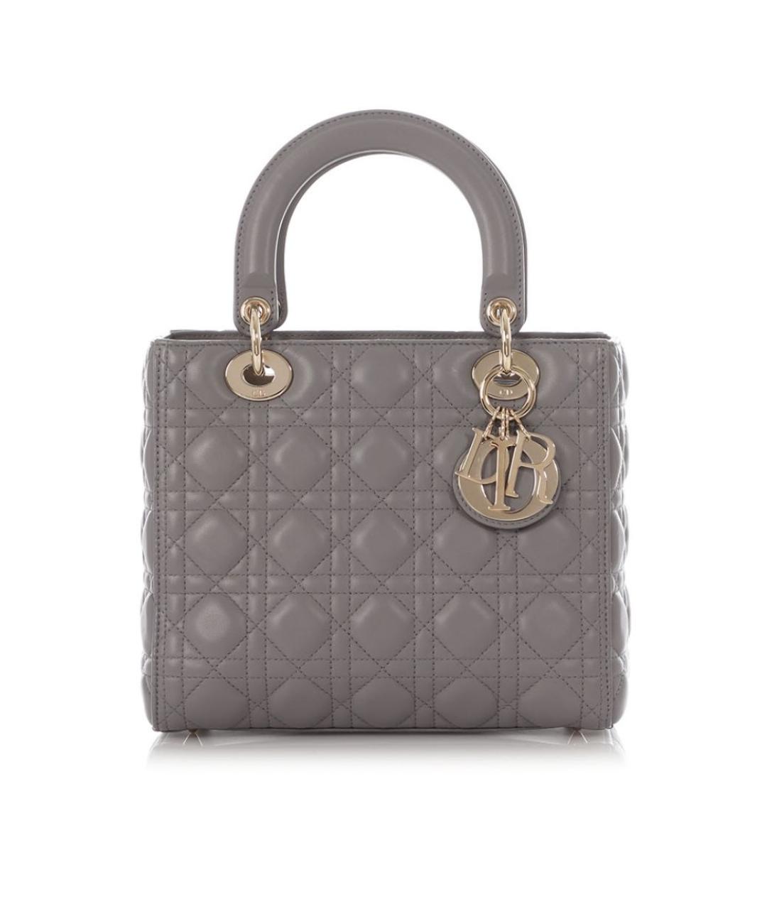 CHRISTIAN DIOR Серая кожаная сумка с короткими ручками, фото 9