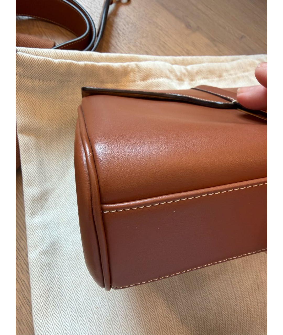 CELINE Бежевая кожаная сумка через плечо, фото 6