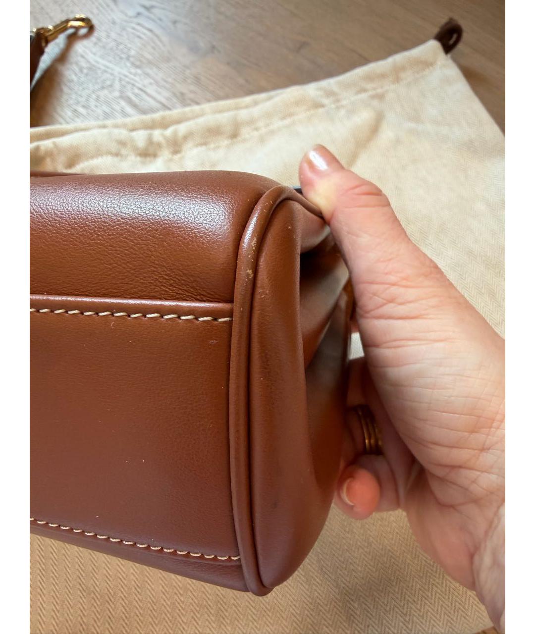 CELINE Бежевая кожаная сумка через плечо, фото 8