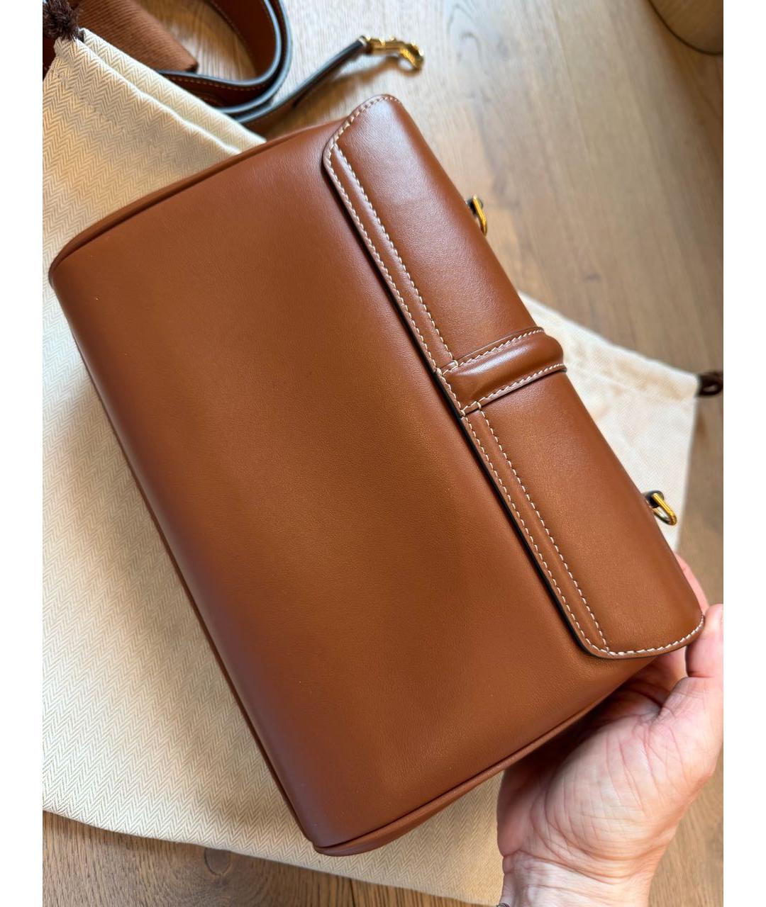 CELINE Бежевая кожаная сумка через плечо, фото 4