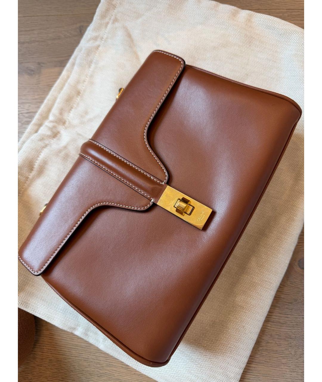 CELINE Бежевая кожаная сумка через плечо, фото 7