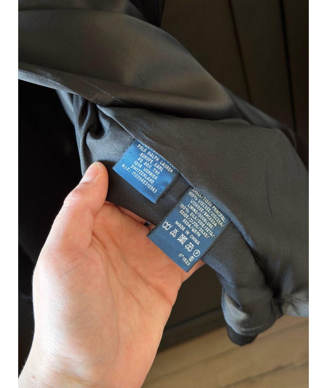 RALPH LAUREN Черное шелковое повседневное платье, фото 4