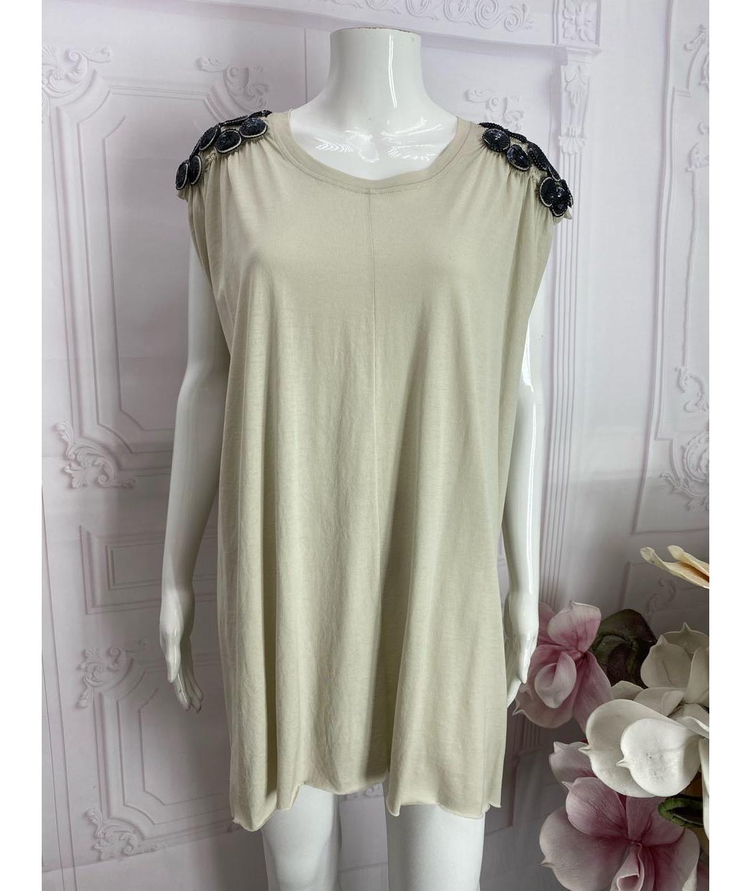 NUDE Бежевая хлопковая футболка, фото 5