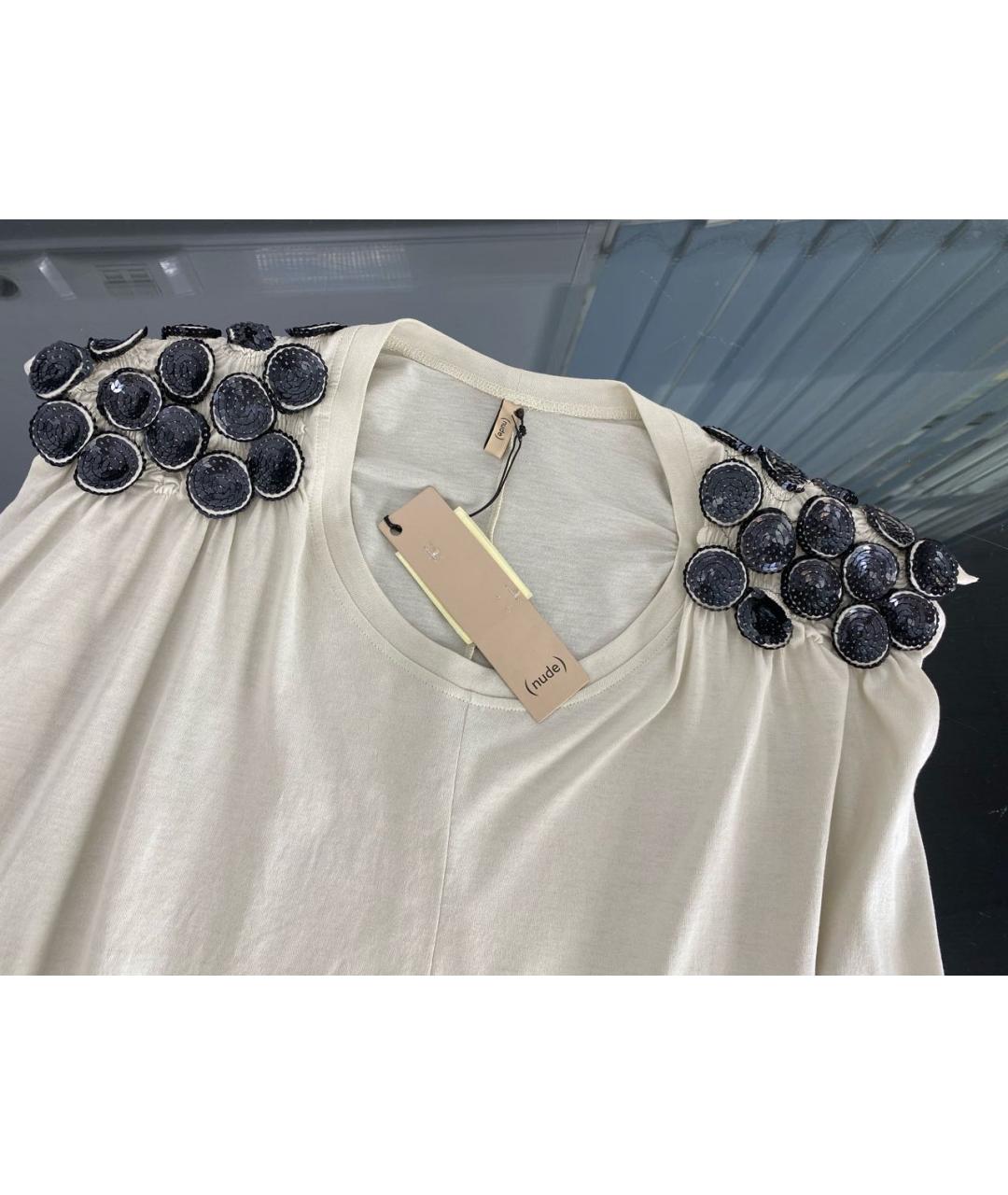 NUDE Бежевая хлопковая футболка, фото 3
