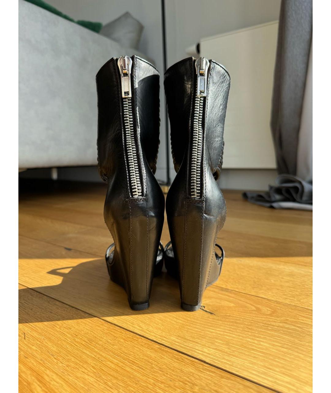 RICK OWENS Черные кожаные босоножки, фото 4