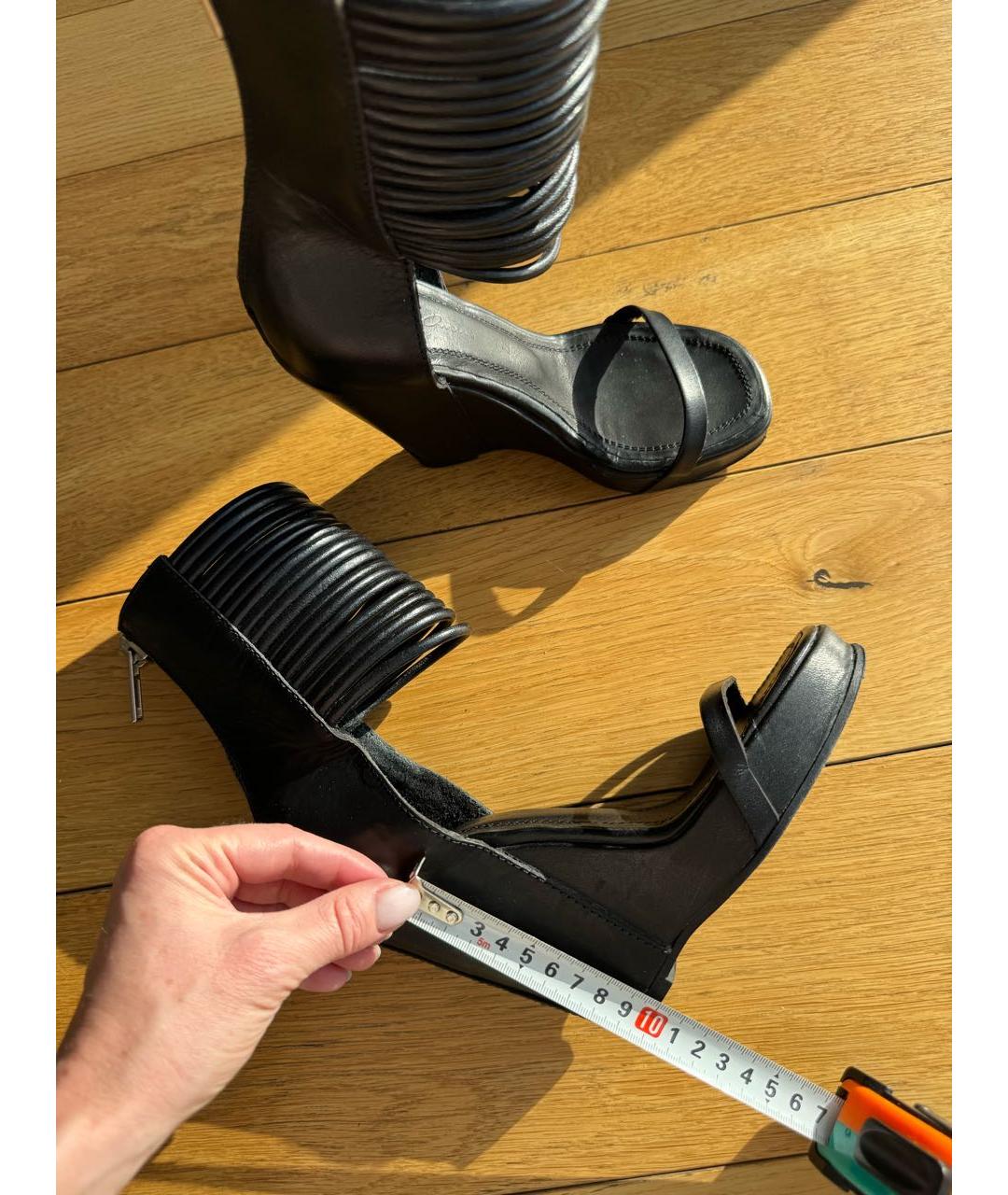 RICK OWENS Черные кожаные босоножки, фото 7