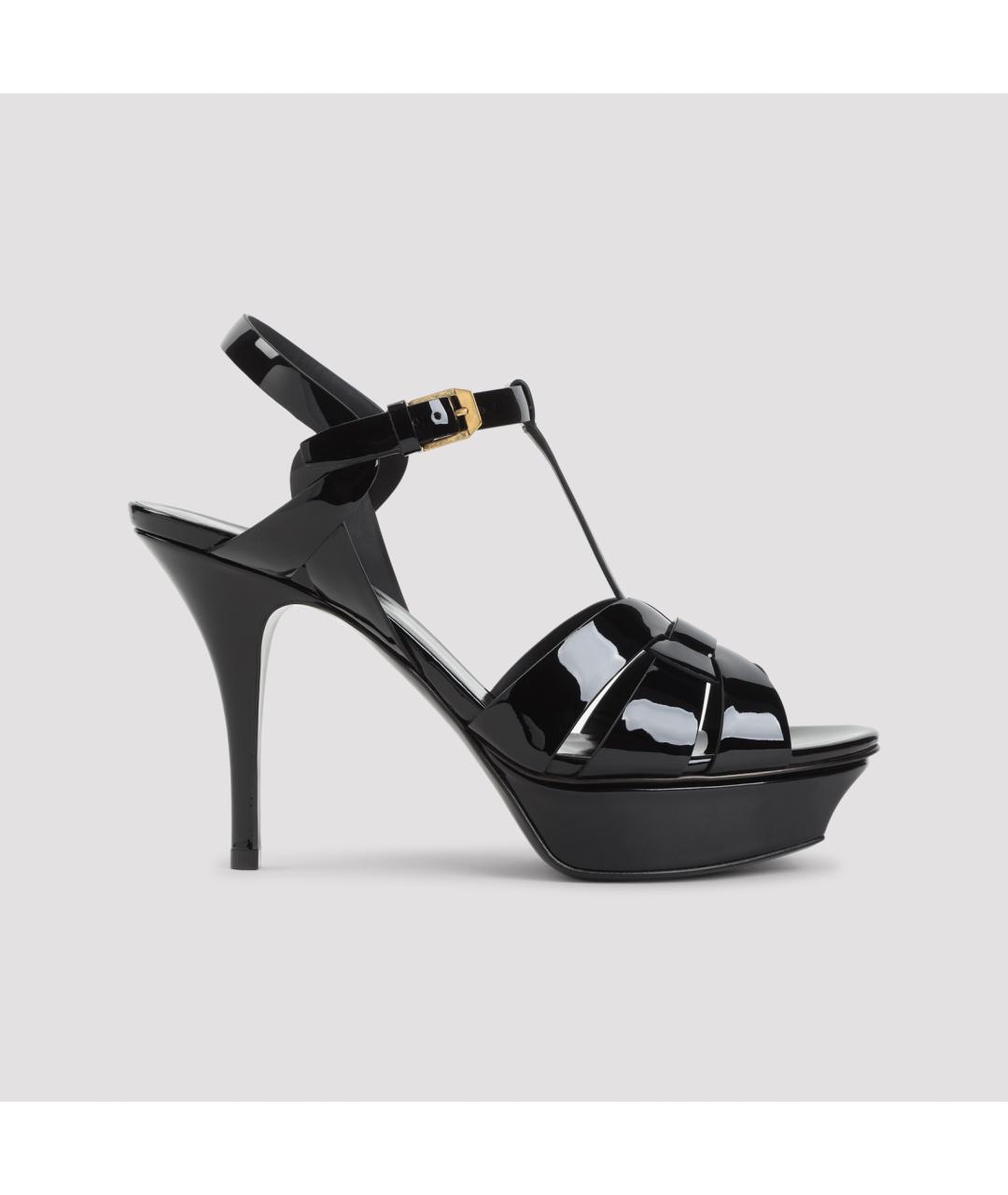 SAINT LAURENT Черные босоножки из лакированной кожи, фото 3