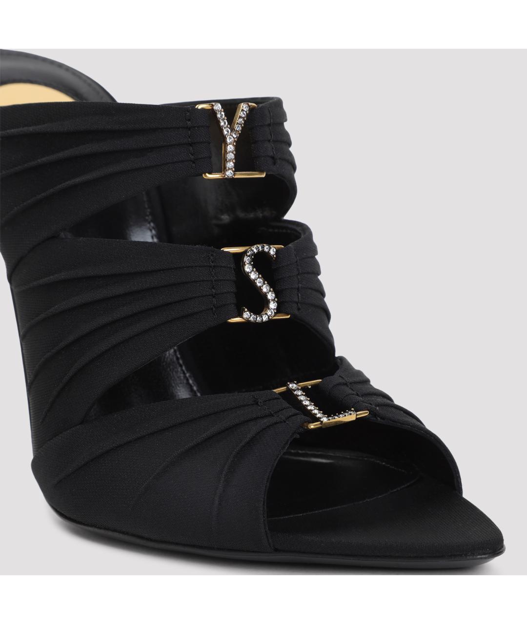 SAINT LAURENT Черные синтетические босоножки, фото 6