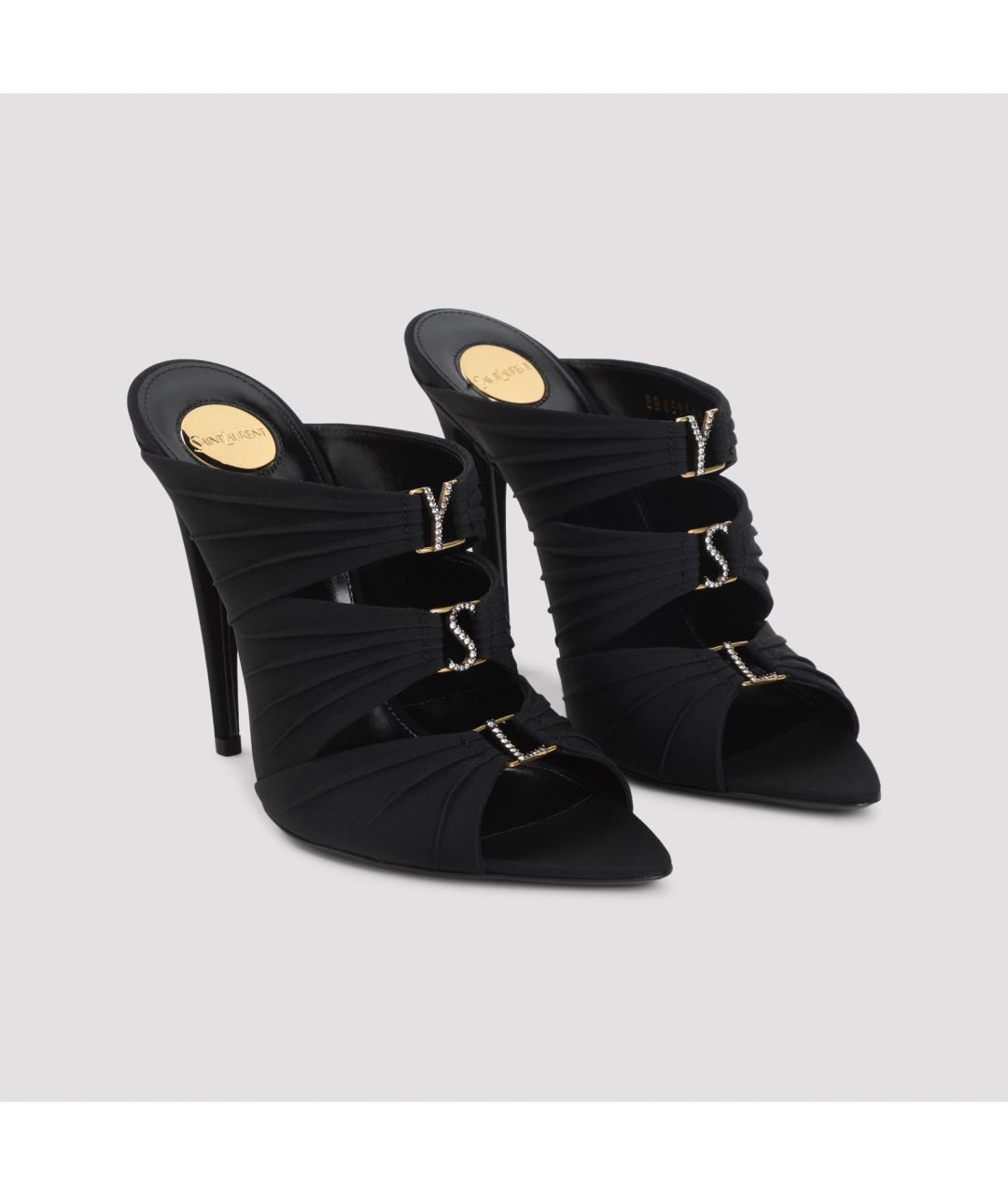 SAINT LAURENT Черные синтетические босоножки, фото 5