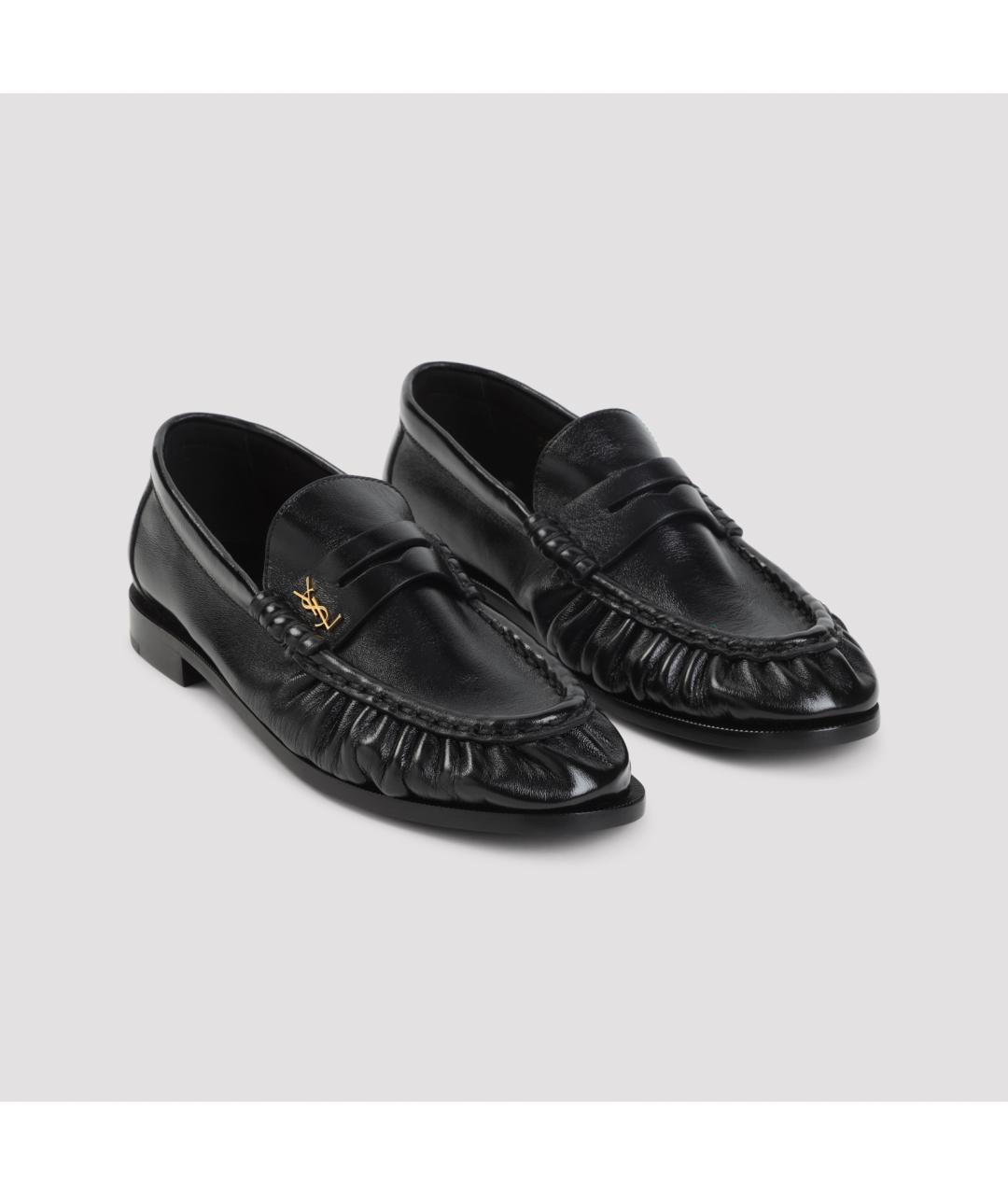 SAINT LAURENT Черные кожаные лоферы, фото 5