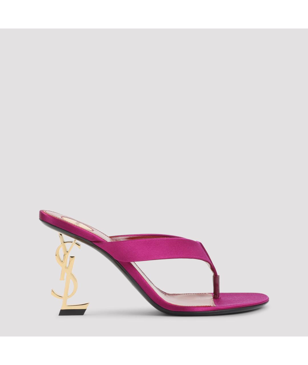 SAINT LAURENT Фуксия текстильные мюли, фото 2
