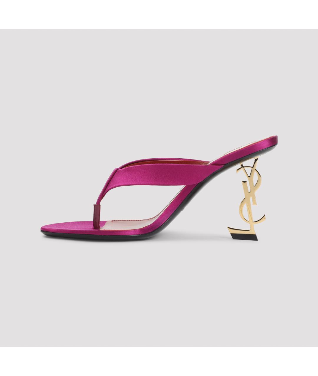 SAINT LAURENT Фуксия текстильные мюли, фото 4