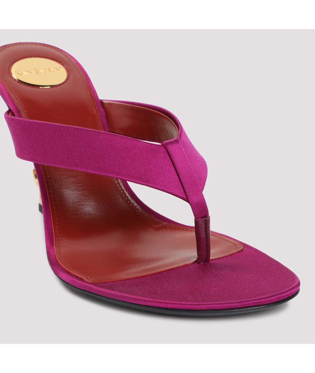 SAINT LAURENT Фуксия текстильные мюли, фото 6