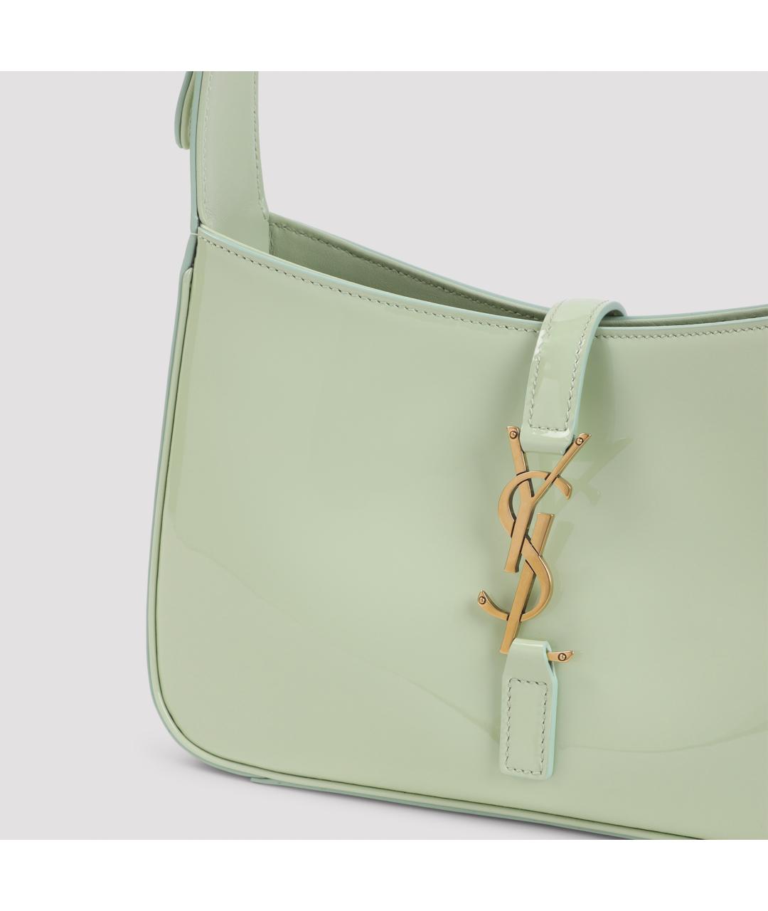 SAINT LAURENT Зеленая сумка через плечо из лакированной кожи, фото 5