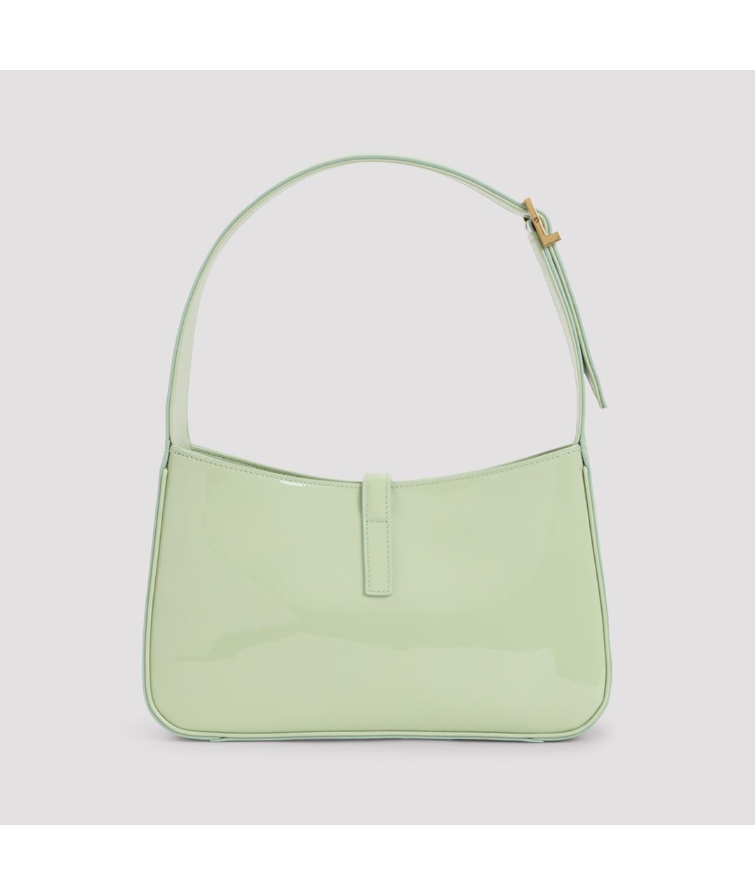 SAINT LAURENT Зеленая сумка через плечо из лакированной кожи, фото 4