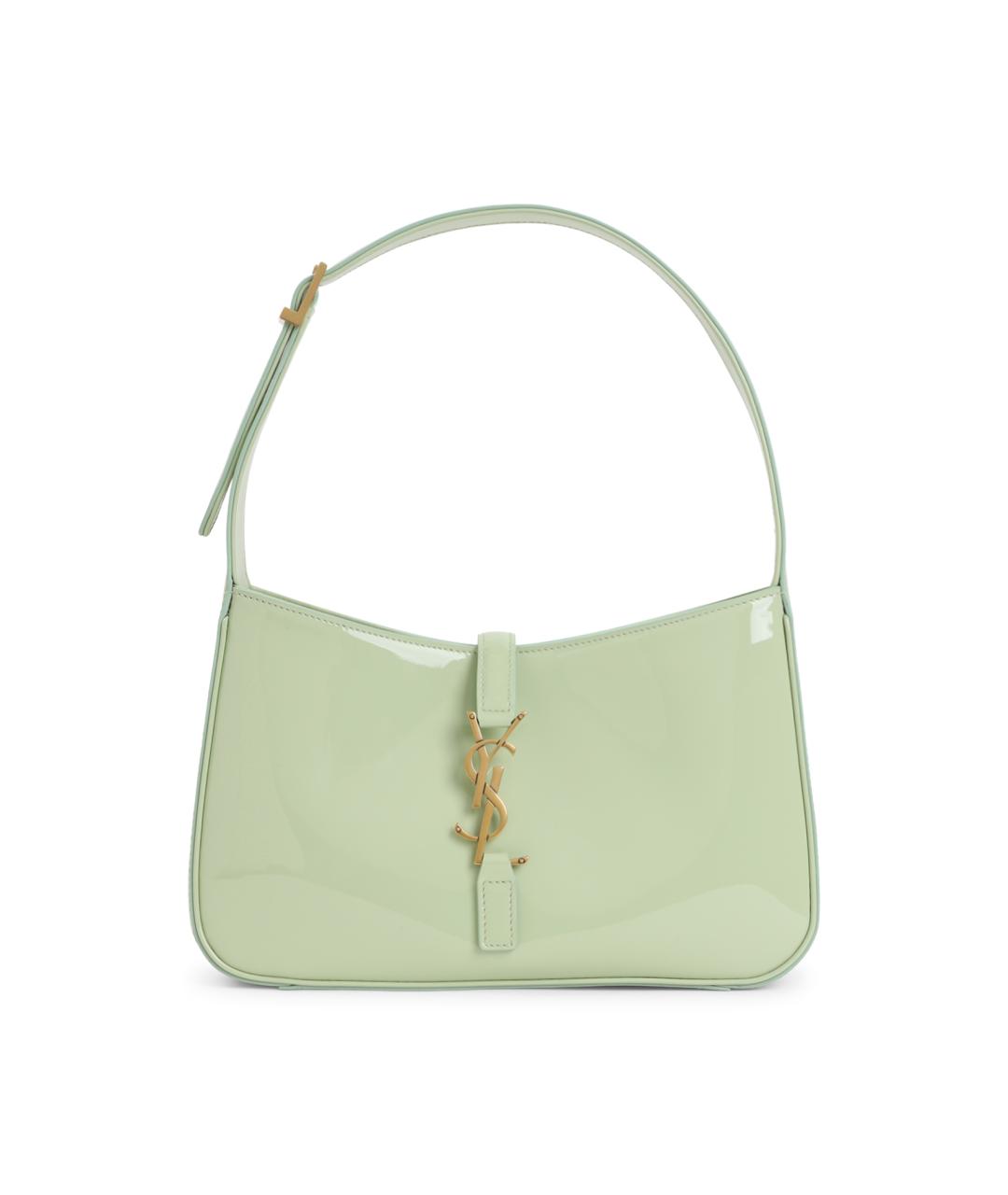 SAINT LAURENT Зеленая сумка через плечо из лакированной кожи, фото 1