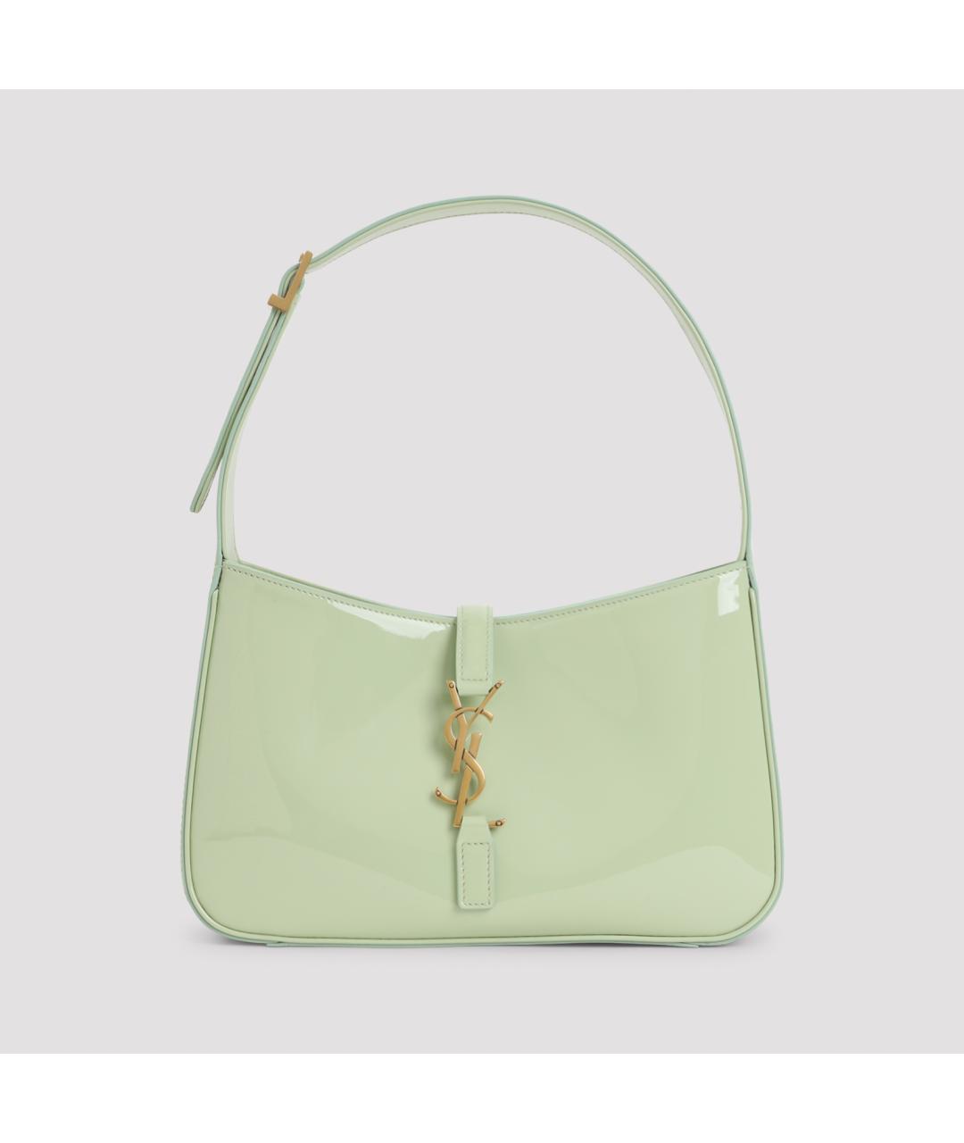SAINT LAURENT Зеленая сумка через плечо из лакированной кожи, фото 3