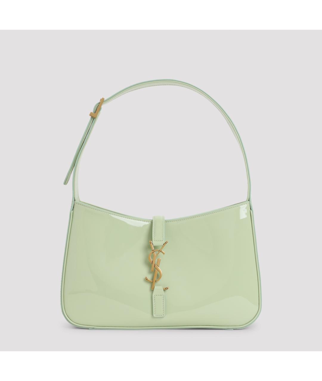 SAINT LAURENT Зеленая сумка через плечо из лакированной кожи, фото 2