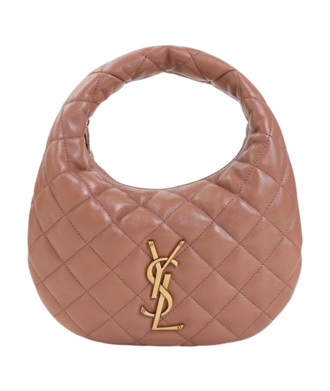 SAINT LAURENT Коралловая кожаная сумка с короткими ручками, фото 1