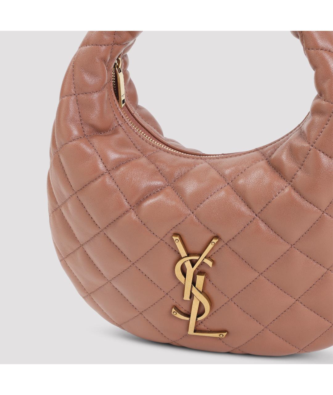 SAINT LAURENT Коралловая кожаная сумка с короткими ручками, фото 3