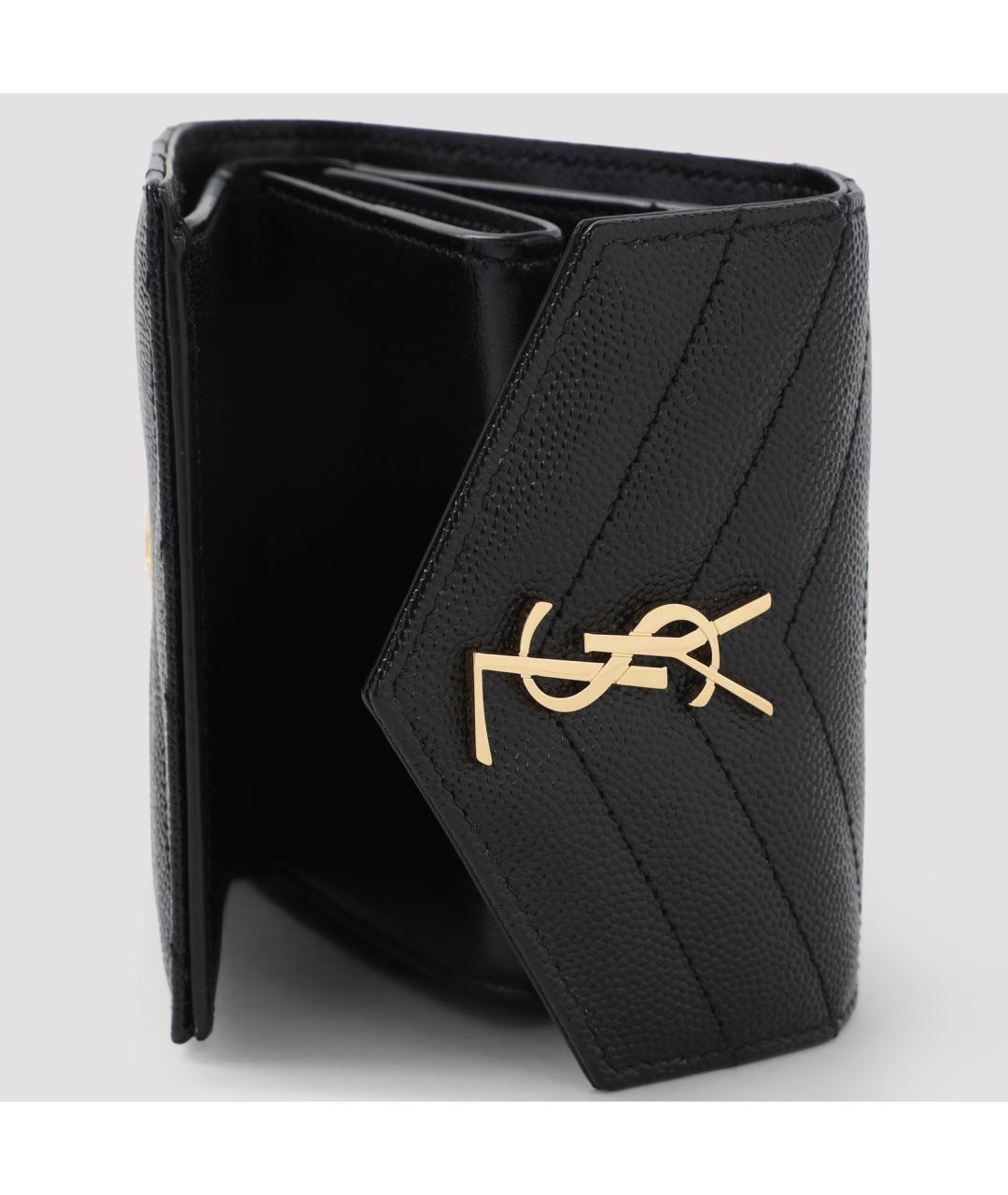 SAINT LAURENT Черный кожаный кошелек, фото 6