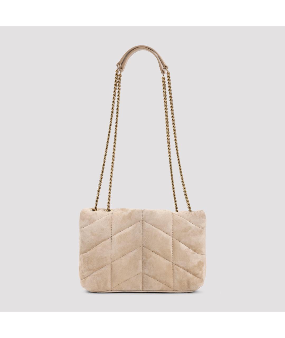 SAINT LAURENT Бежевая кожаная сумка через плечо, фото 3