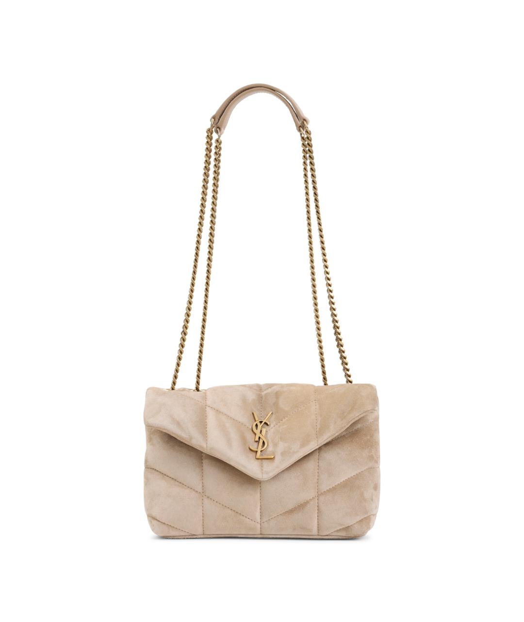 SAINT LAURENT Бежевая кожаная сумка через плечо, фото 1