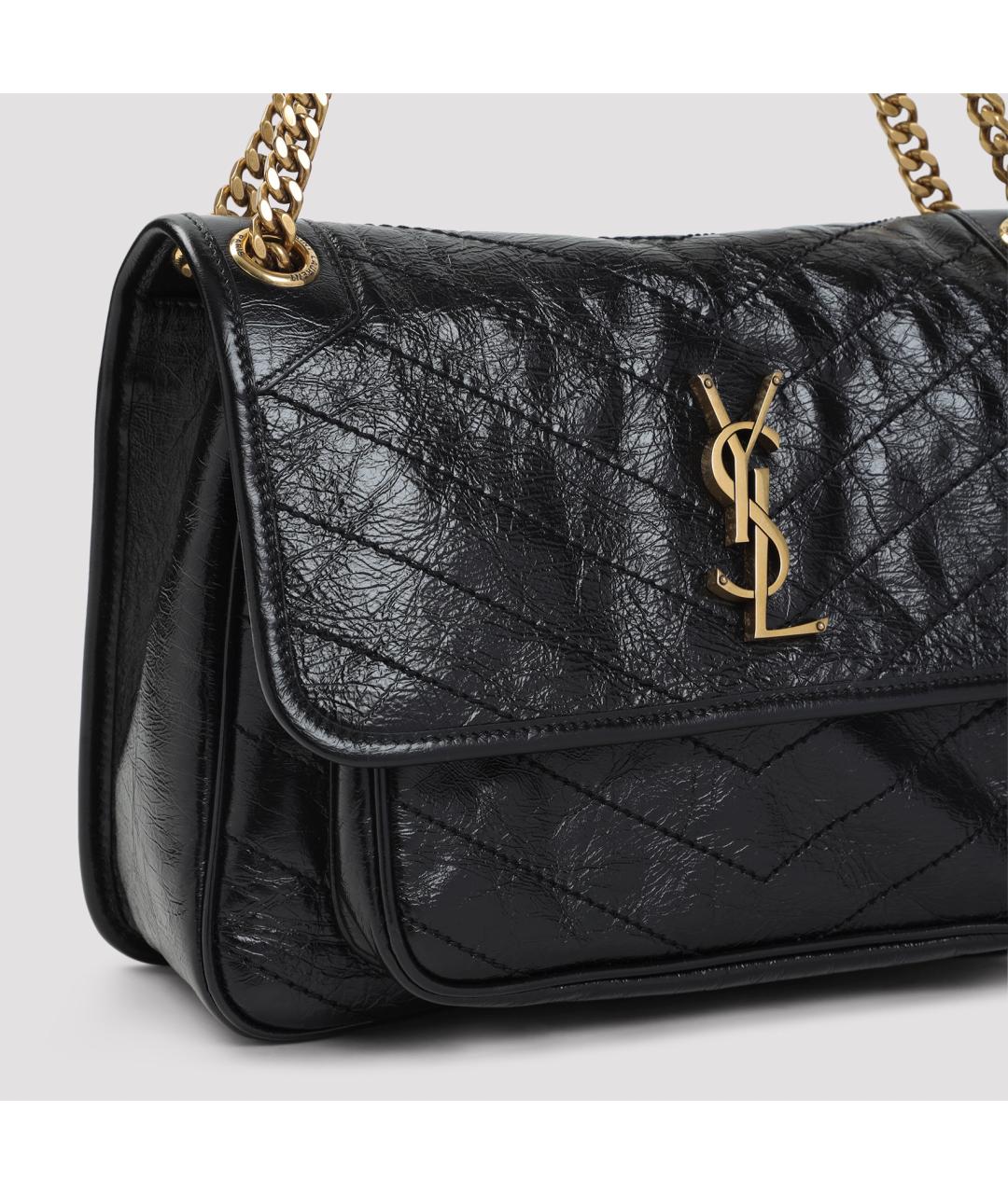 SAINT LAURENT Черная кожаная сумка через плечо, фото 5