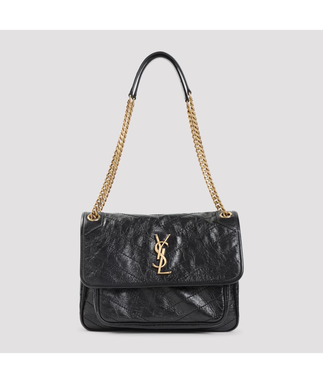 SAINT LAURENT Черная кожаная сумка через плечо, фото 2