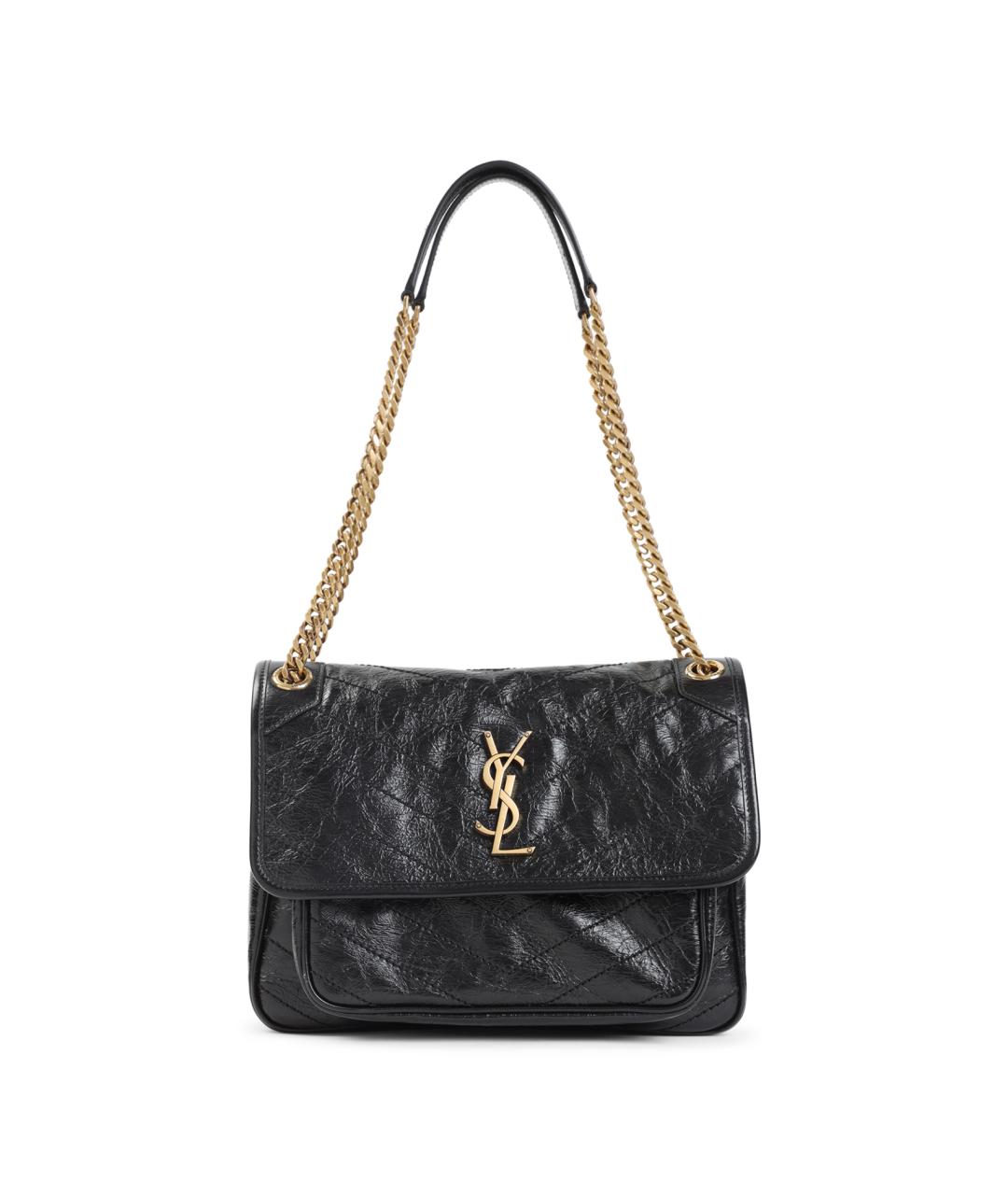SAINT LAURENT Черная кожаная сумка через плечо, фото 1
