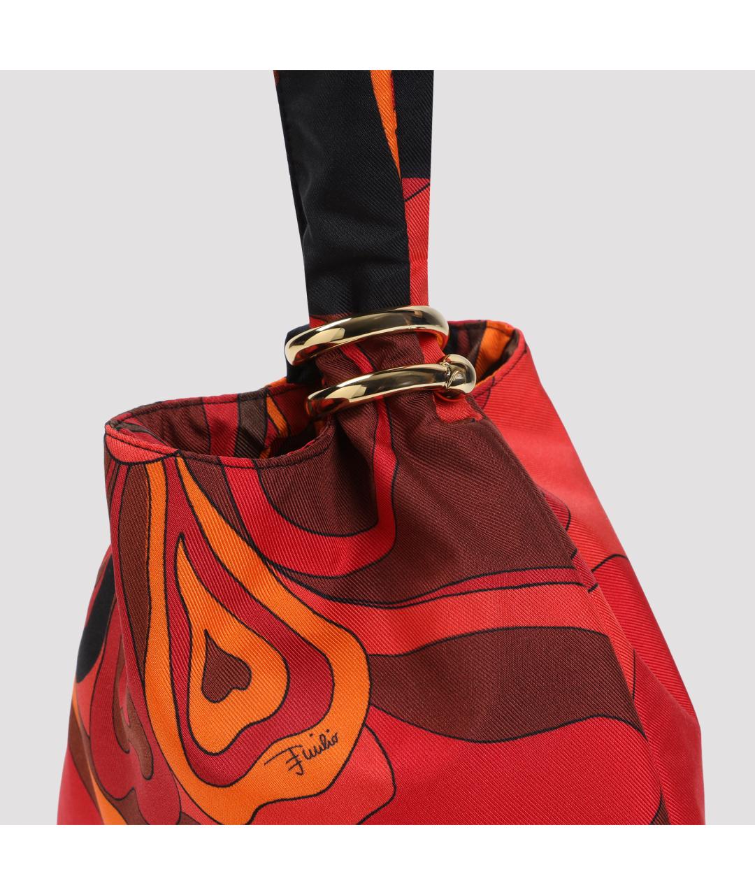 PUCCI Оранжевая шелковая сумка с короткими ручками, фото 5