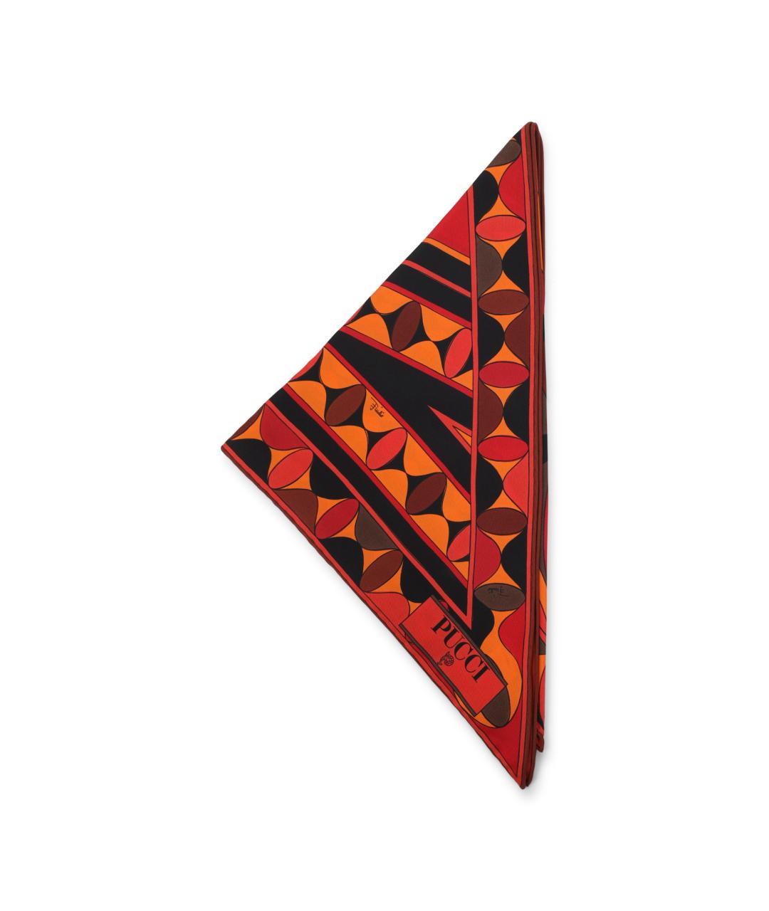PUCCI Оранжевый шелковый платок, фото 1