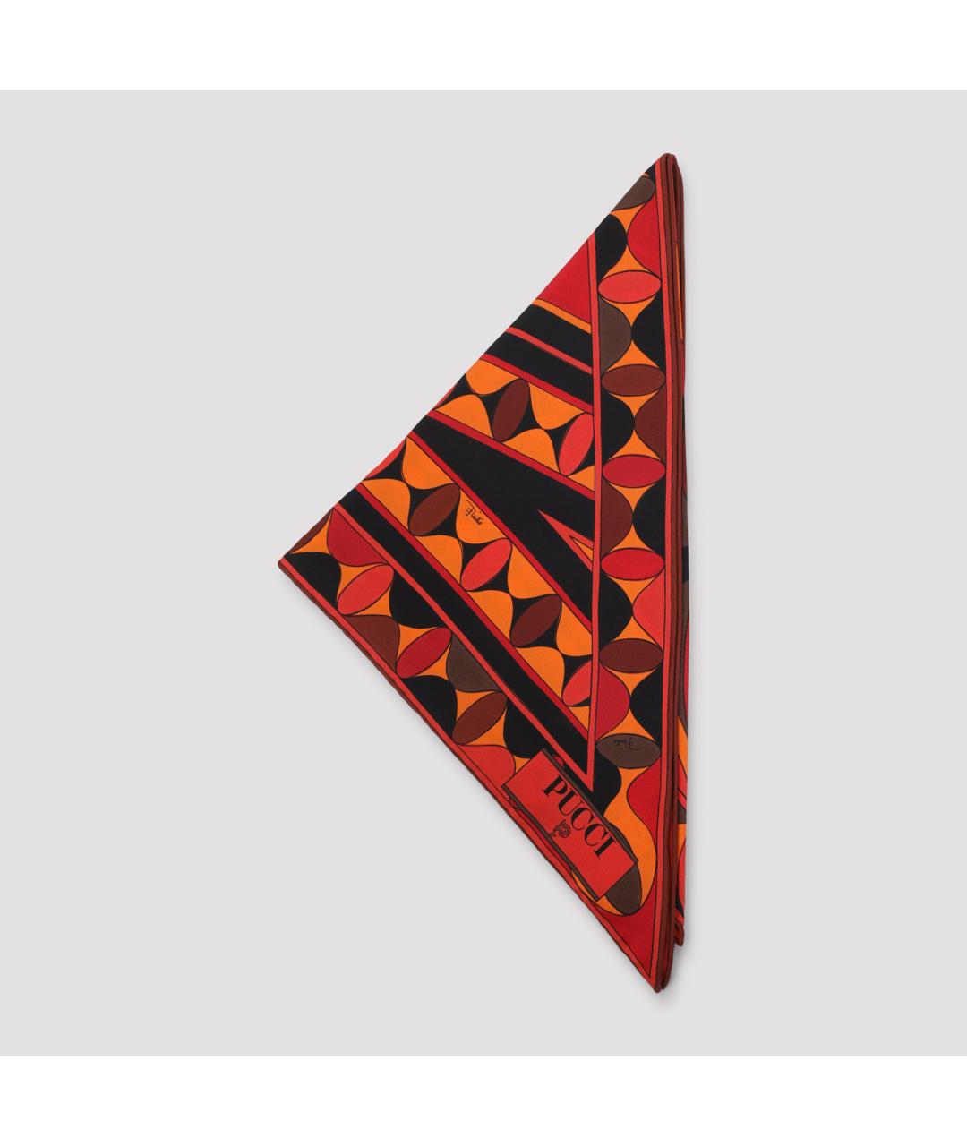 PUCCI Оранжевый шелковый платок, фото 3