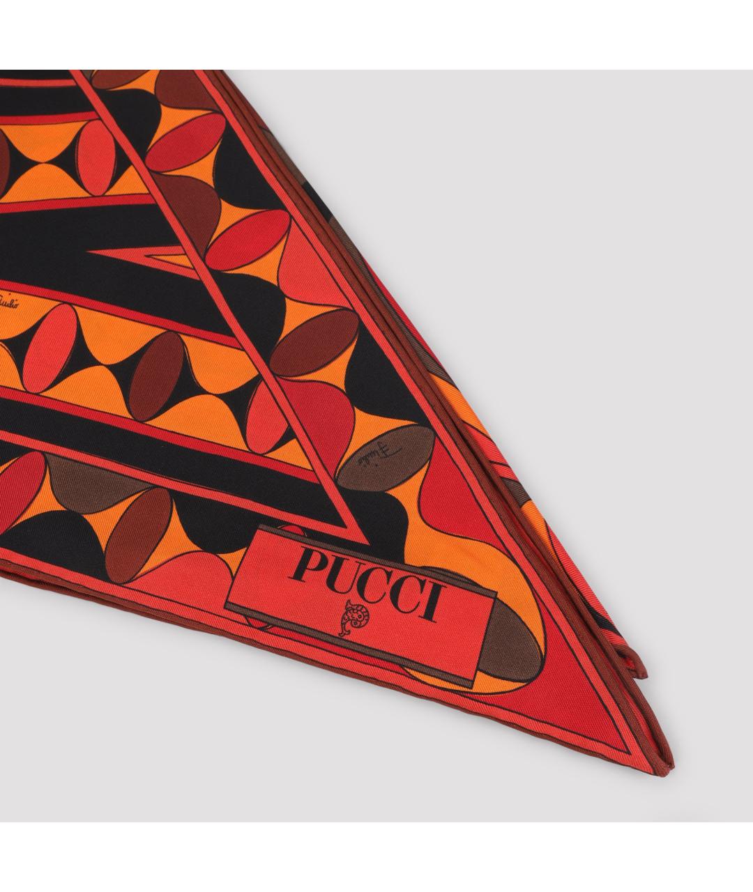 PUCCI Оранжевый шелковый платок, фото 4