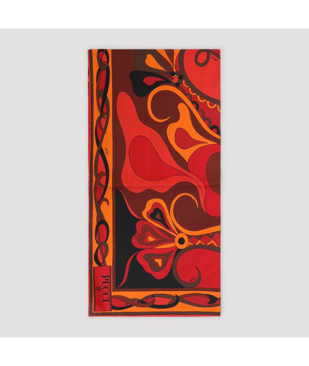 PUCCI Оранжевый шелковый шарф, фото 4