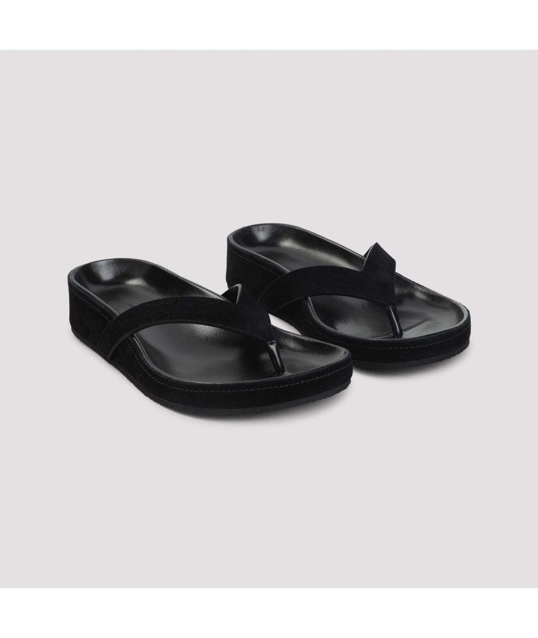 PHOEBE PHILO Черные замшевые шлепанцы, фото 5