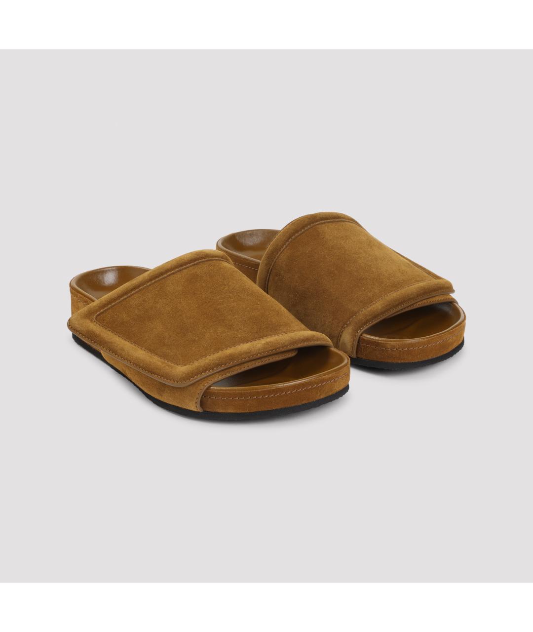 PHOEBE PHILO Коричневые замшевые шлепанцы, фото 5