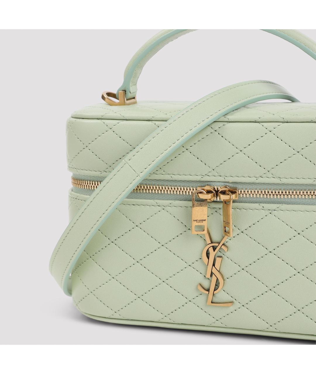 SAINT LAURENT Зеленая кожаная сумка через плечо, фото 5