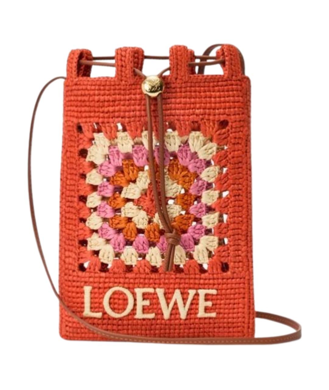 LOEWE Красная пелетеная сумка через плечо, фото 1