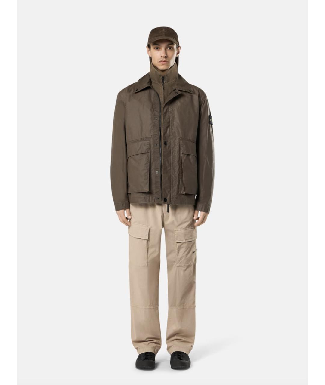 STONE ISLAND Коричневая полиэстеровая куртка, фото 2