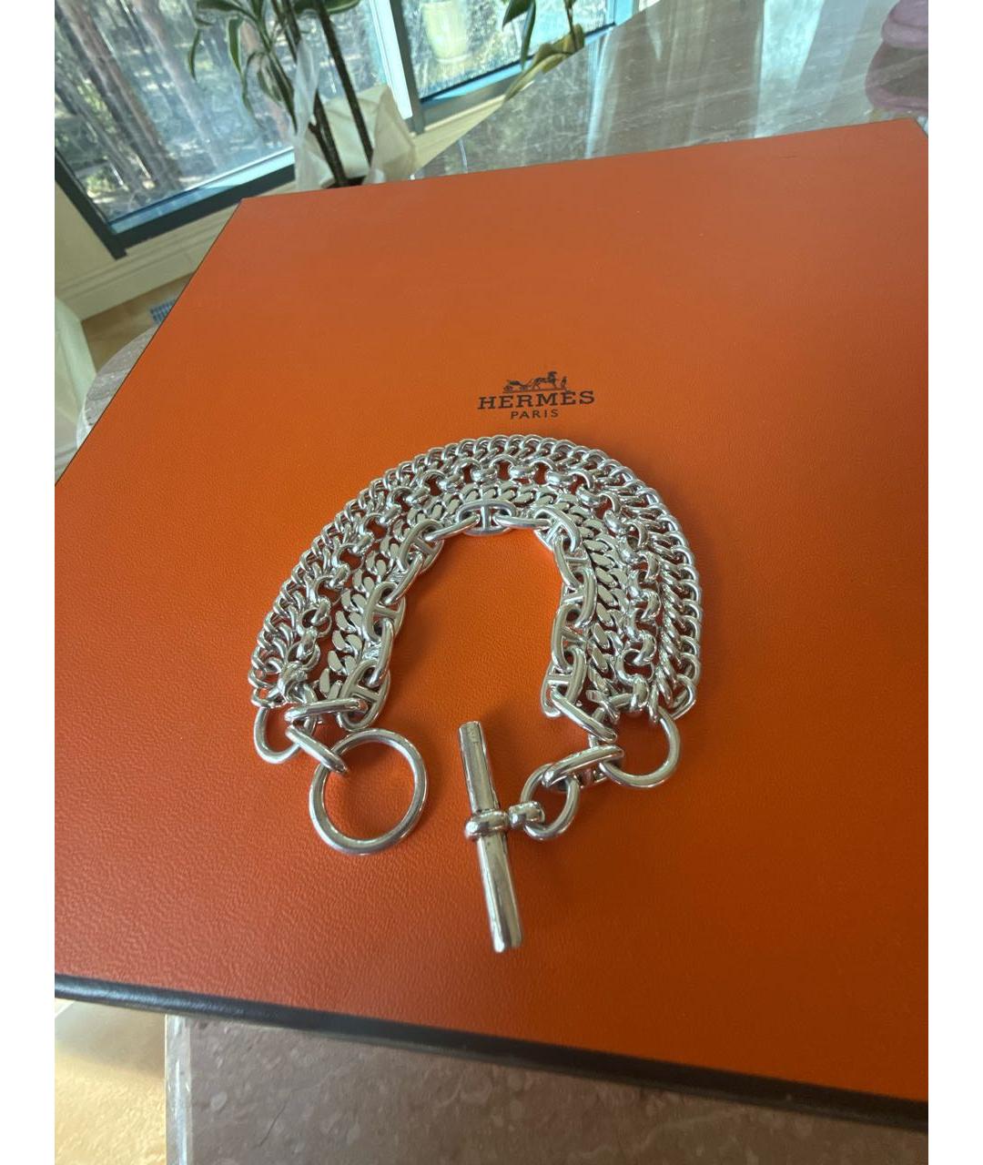 HERMES Серебрянный серебряный браслет, фото 6