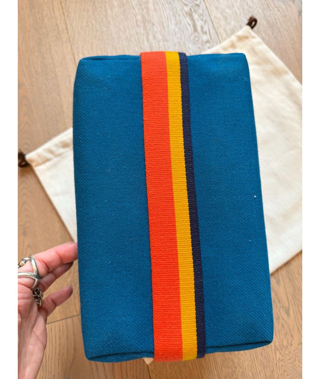 HERMES Синяя шерстяная косметичка, фото 5