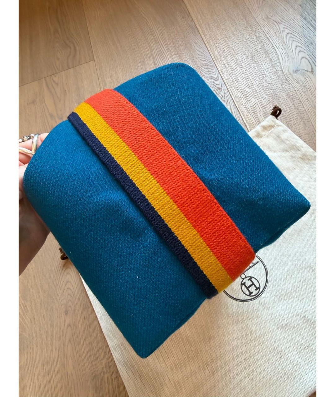 HERMES Синяя шерстяная косметичка, фото 3