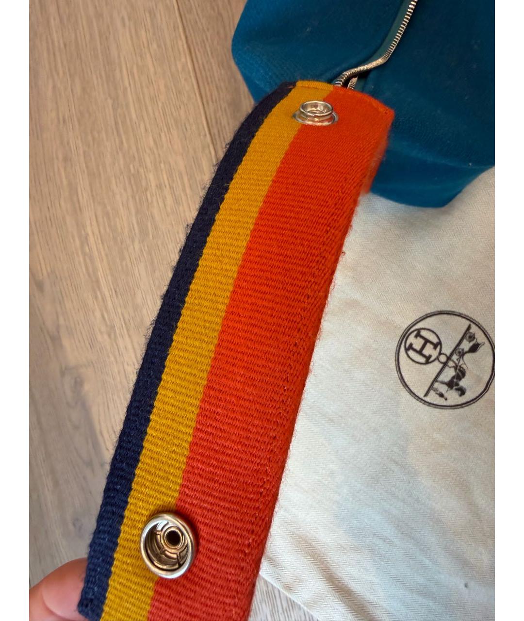 HERMES Синяя шерстяная косметичка, фото 8