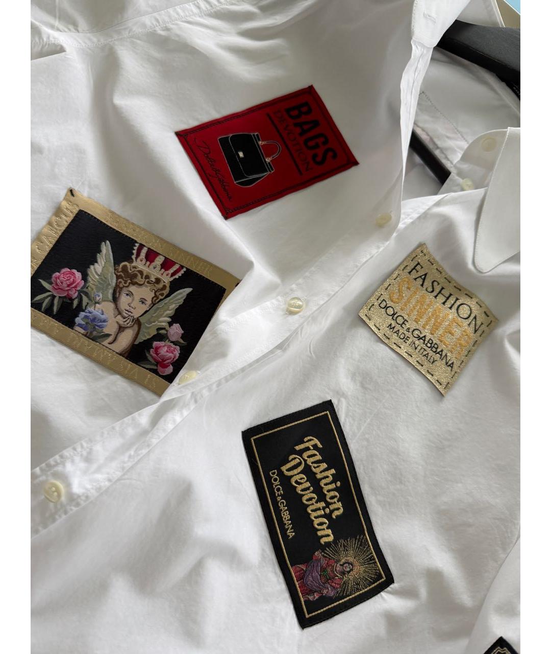 DOLCE&GABBANA Белая хлопко-эластановая рубашка, фото 8