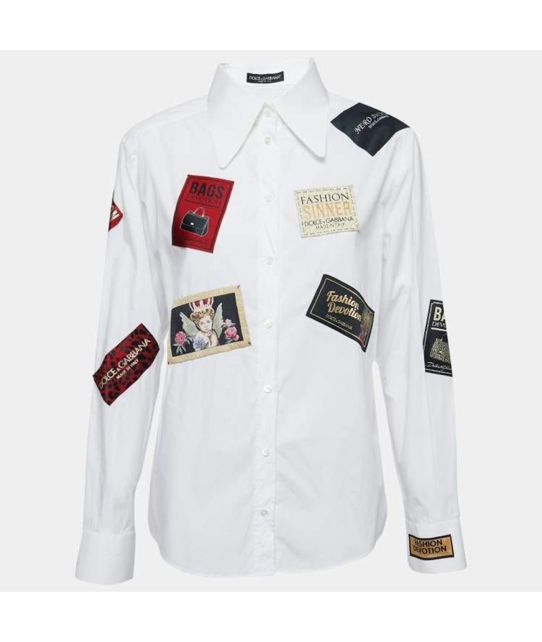 DOLCE&GABBANA Белая хлопко-эластановая рубашка, фото 9